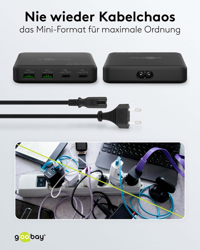 goobay GaN-Ladestation Multiport 65W