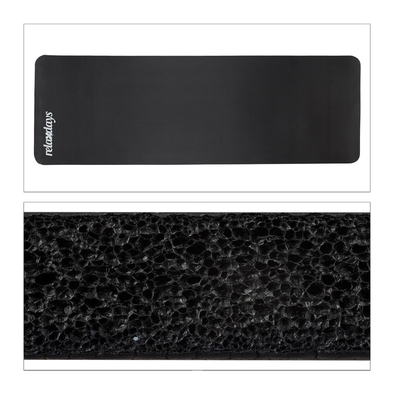 relaxdays Yogamatte schwarz 60,0 x 180,0 x 1,0