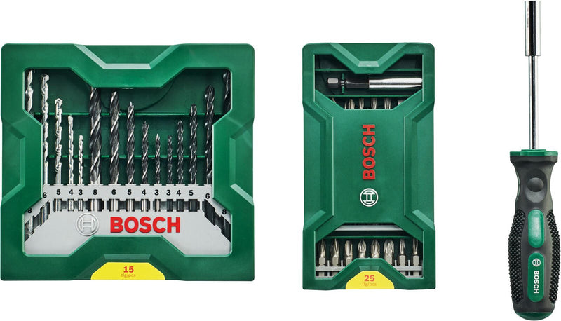 BOSCH Bohrer- und Bit-Set 25+15+1 Mini-X-Line Sets plus Griff 41-teilig