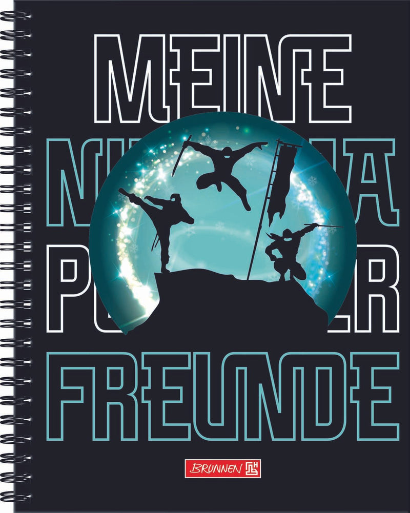 Brunnen Ninja Power Freundebuch ca. DIN A5 liniert schwarz/blau
