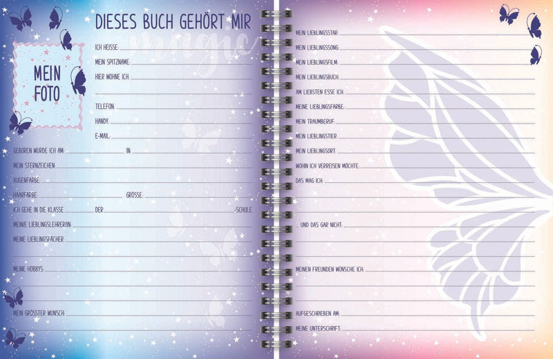 BRUNNEN Magic Butterfly Freundebuch ca. DIN A5 liniert lila/roa