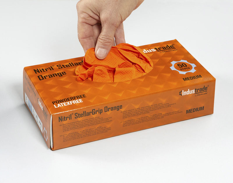 Industrade® Einmalhandschuhe Nitril® StellarGrip Orange M orange