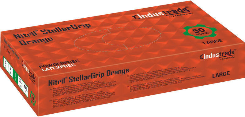 Industrade® Einmalhandschuhe Nitril® StellarGrip Orange L orange