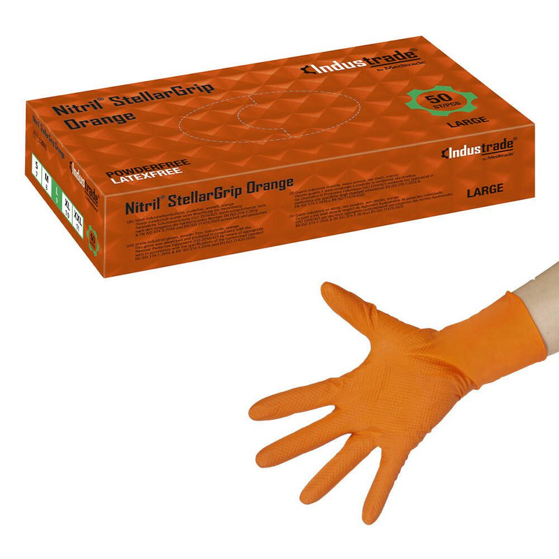 Industrade® Einmalhandschuhe Nitril® StellarGrip Orange L orange