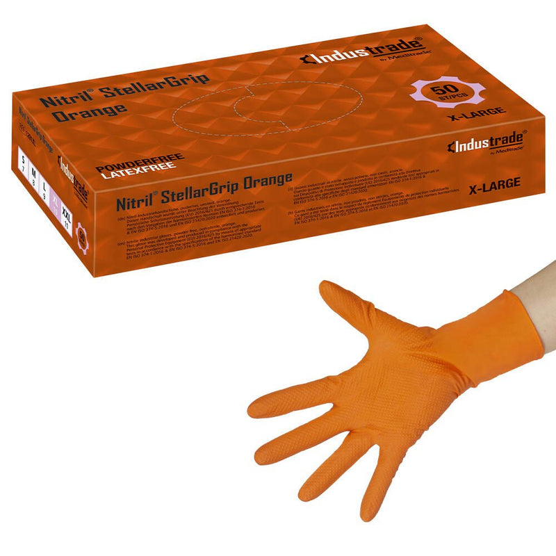 Industrade® Einmalhandschuhe Nitril® StellarGrip Orange XL orange