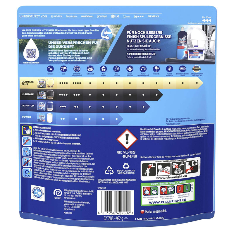 Calgonit finish Spülmaschinentabs POWERBALL POWER 62 St.