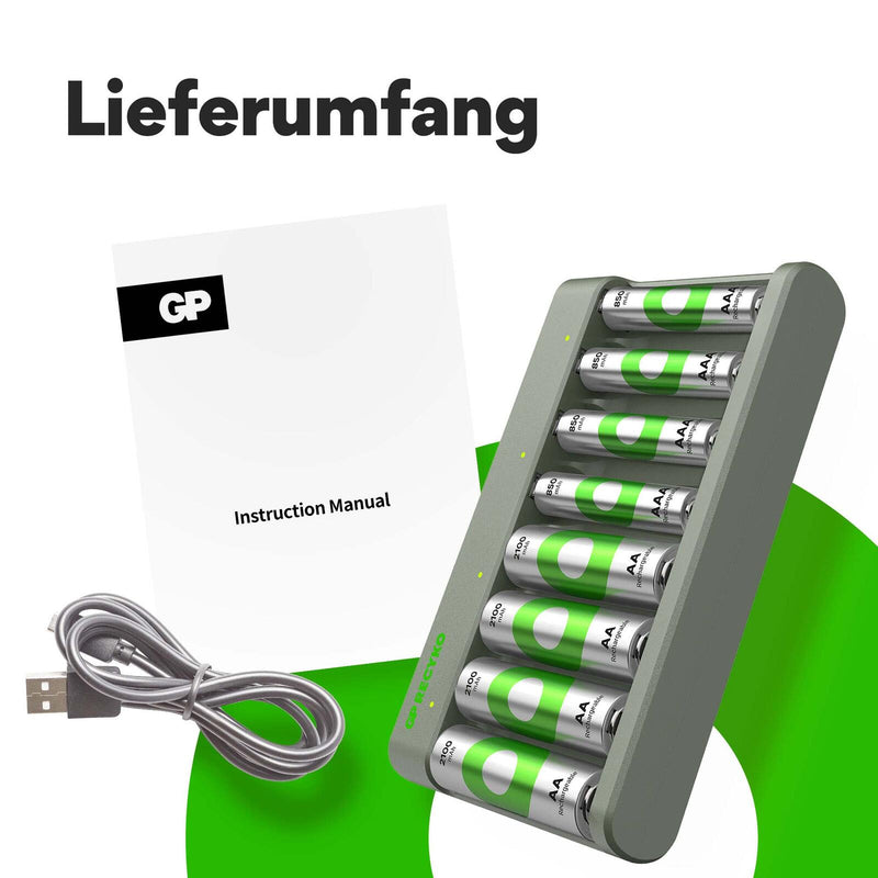 GP USB-Akku-Ladegerät inkl. Akkus Basic E821U 8-Port