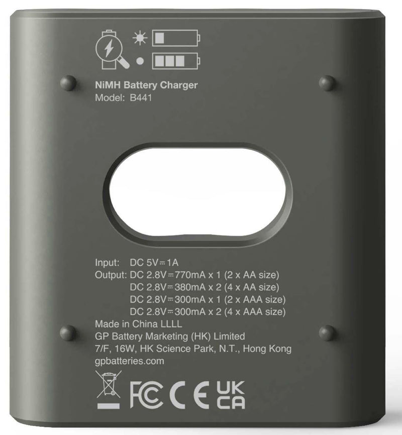 GP USB-Akku-Ladegerät inkl. Akkus B441U + B441D 4-Port