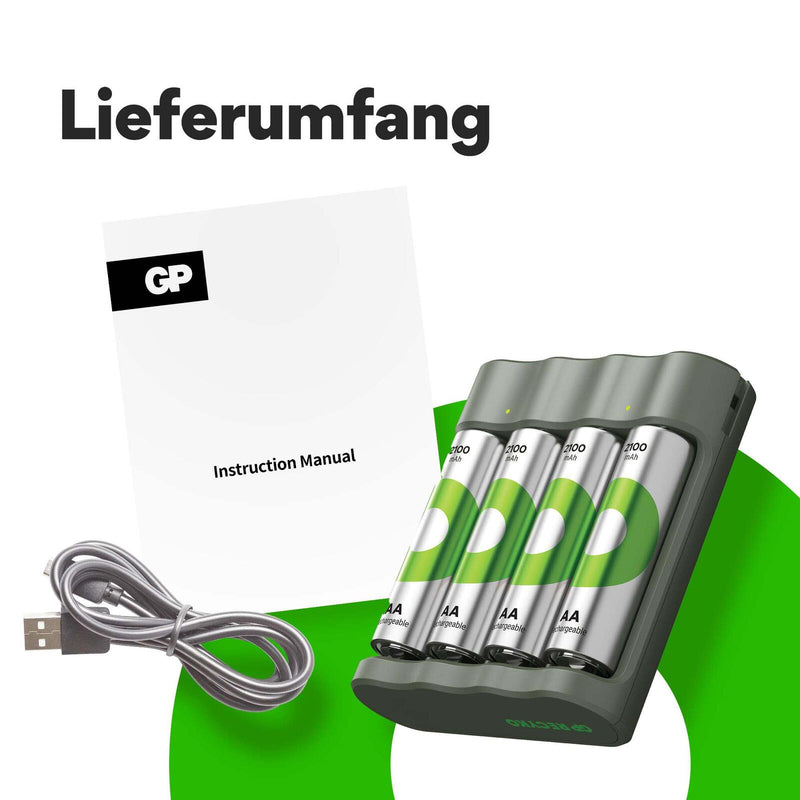 GP USB-Akku-Ladegerät inkl. Akkus B441U + B441D 4-Port
