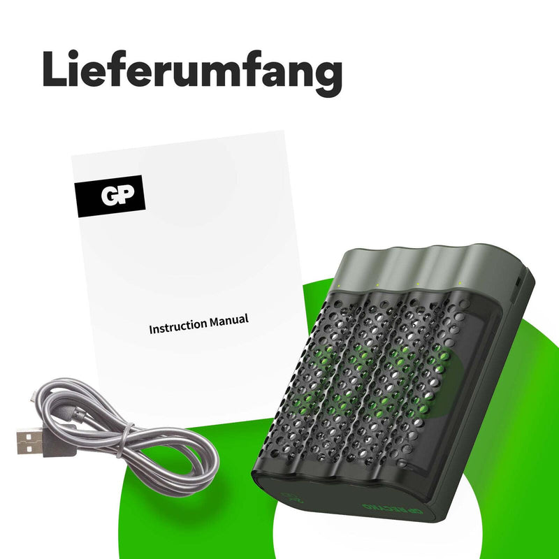 GP Akku-Schnellladegerät inkl. Akkus M452U 4-Port