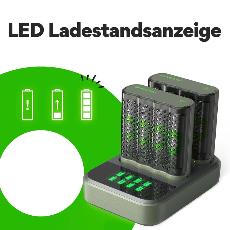 GP Akku-Schnellladegerät inkl. Akkus M452D 2x4-Port + Dockingstation