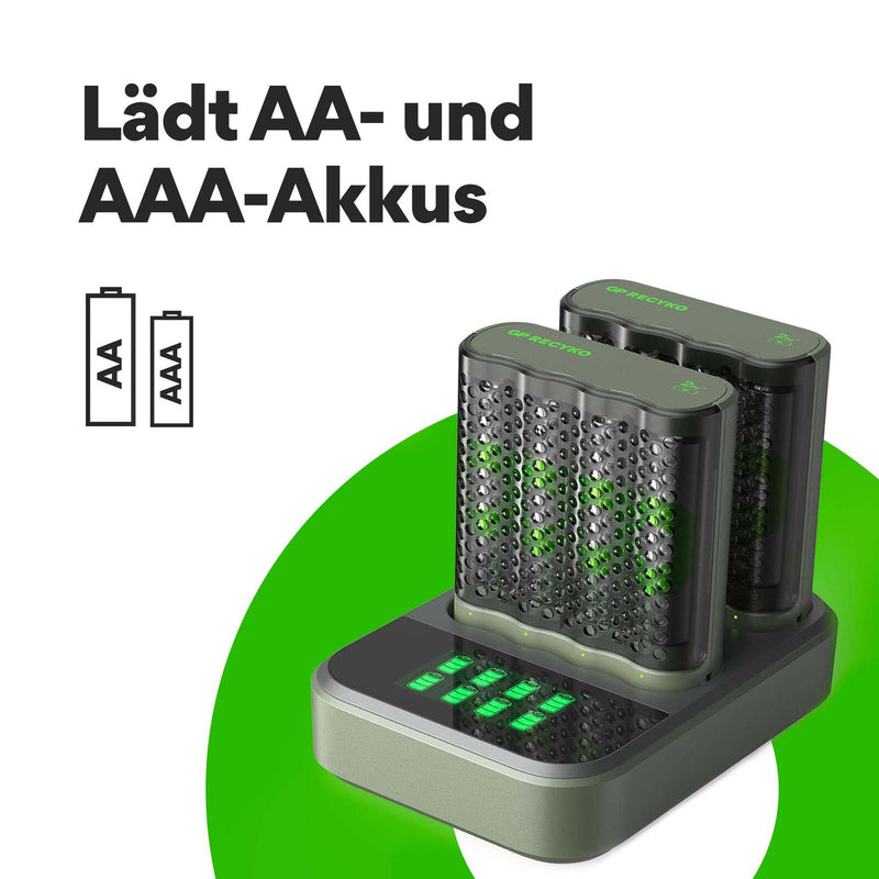 GP Akku-Schnellladegerät inkl. Akkus M452D 2x4-Port + Dockingstation