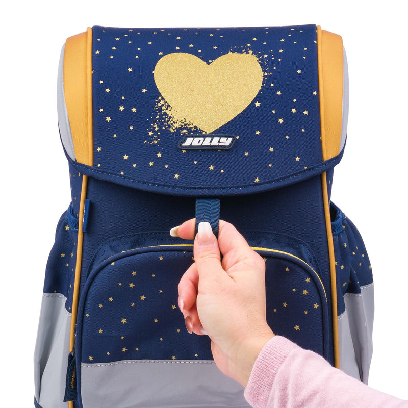 JOLLY Schulranzen-Set ERGONOMIC FLEXI 16,0 x 16,0 x 40,0 cm blau/gold 20,0 l