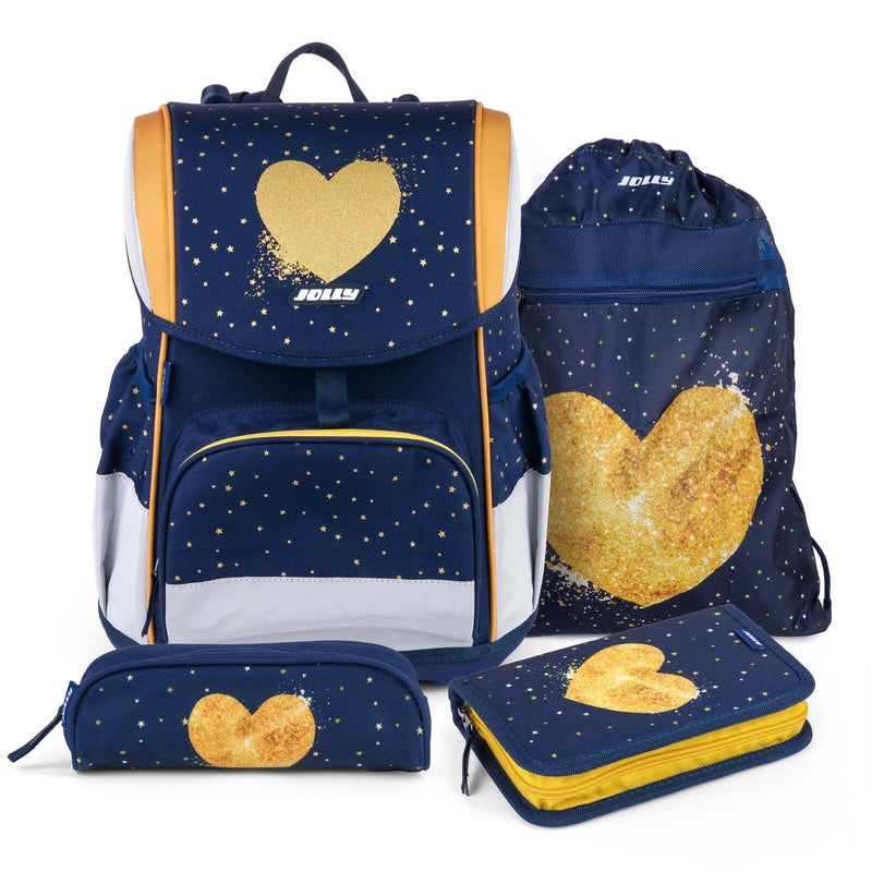 JOLLY Schulranzen-Set ERGONOMIC FLEXI 16,0 x 16,0 x 40,0 cm blau/gold 20,0 l