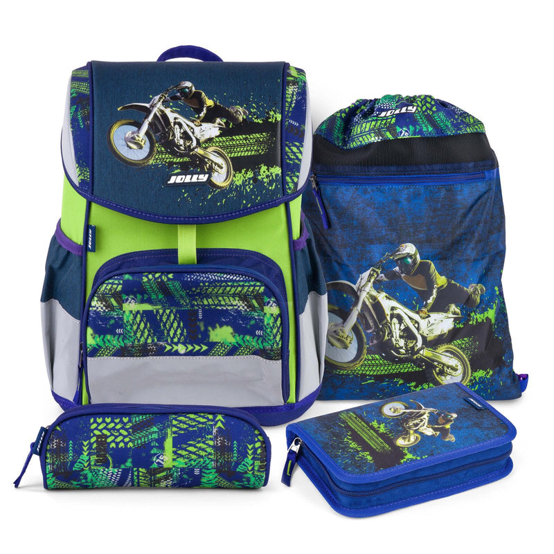JOLLY Schulranzen-Set ERGONOMIC FLEXI 16,0 x 16,0 x 40,0 cm blau/grün 20,0 l