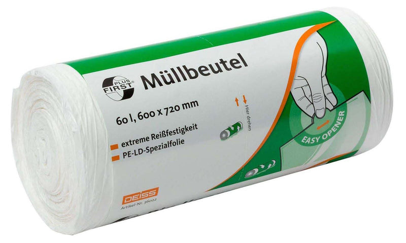 DEISS FIRST PLUS® Müllbeutel 60,0 l transparent