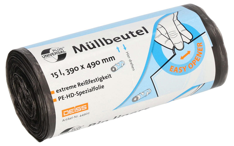DEISS UNIVERSAL PLUS® Müllbeutel 15,0 l dunkelgrau