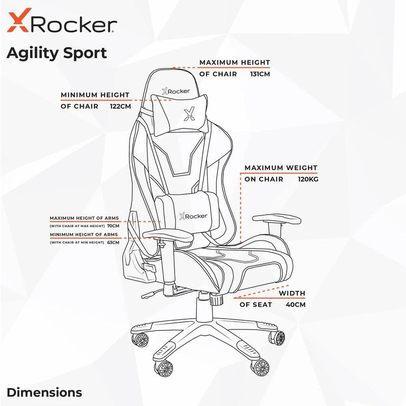 X Rocker Agility eSports Gaming-Bürodrehstuhl - schwarz