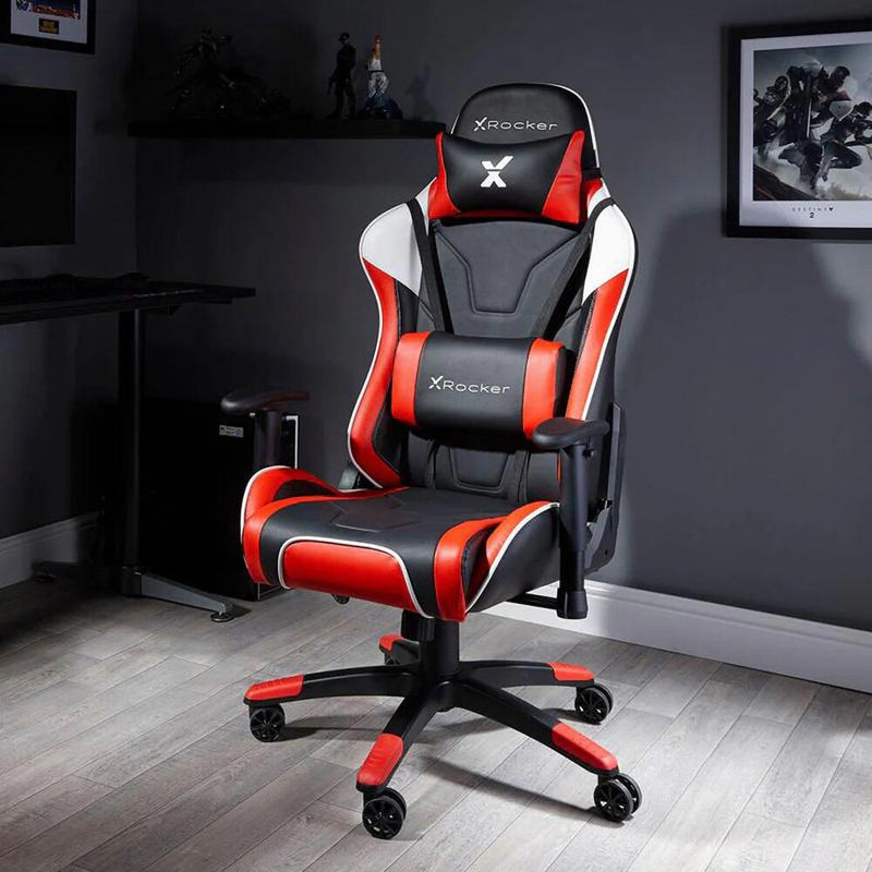 X Rocker Agility eSports Gaming-Bürodrehstuhl - rot/schwarz