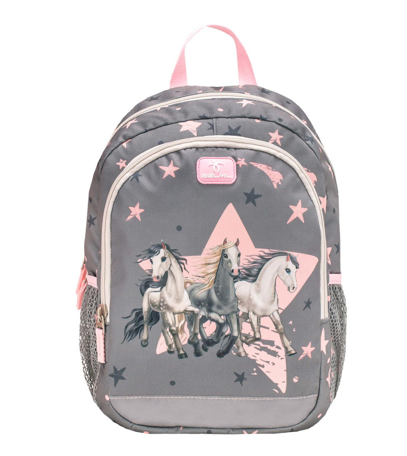 BELMIL® Kindergartenrucksack Kiddy Plus Star Horses 23,0 x 13,0 x 33,0 cm grau/rosa 12,0 l