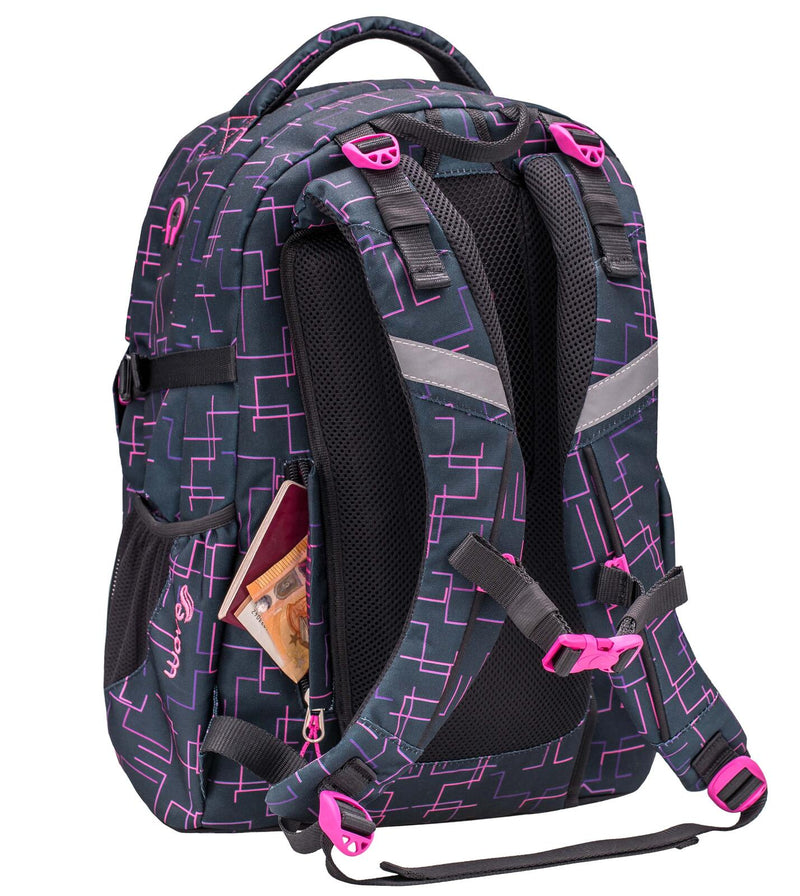 BELMIL® Schulrucksack Infinity Cubic Pink schwarz/pink bis 39,1 cm (15,4 Zoll)