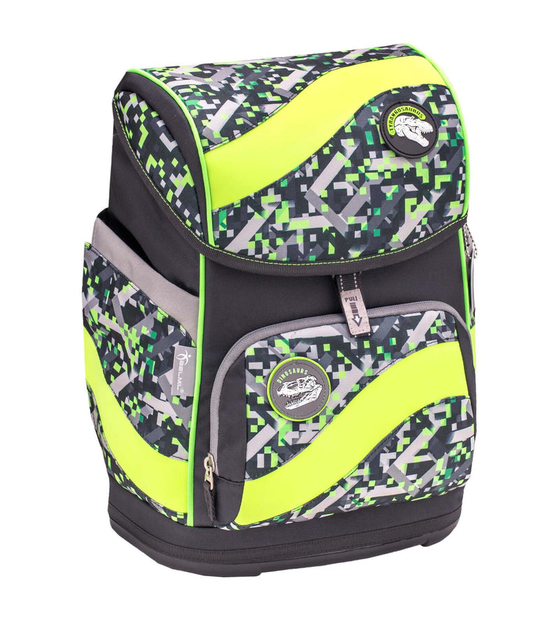 BELMIL® Schulranzen-Set Smarty Dinosaurs Neon 29,0 x 21,0 x 40,0 cm grün 20 l