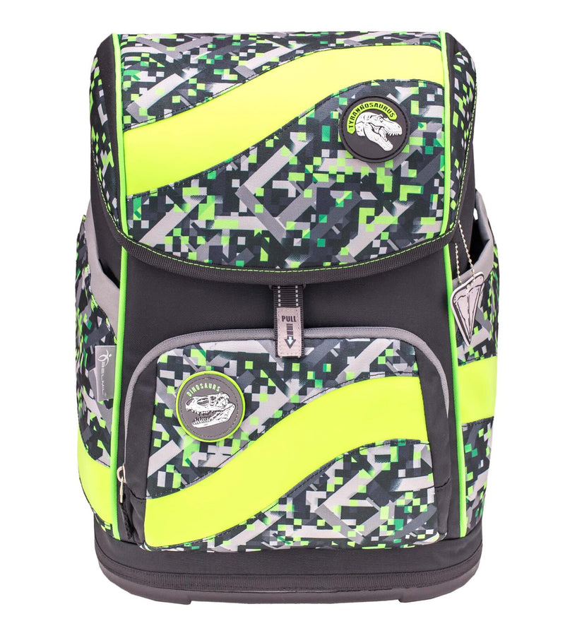 BELMIL® Schulranzen-Set Smarty Dinosaurs Neon 29,0 x 21,0 x 40,0 cm grün 20 l