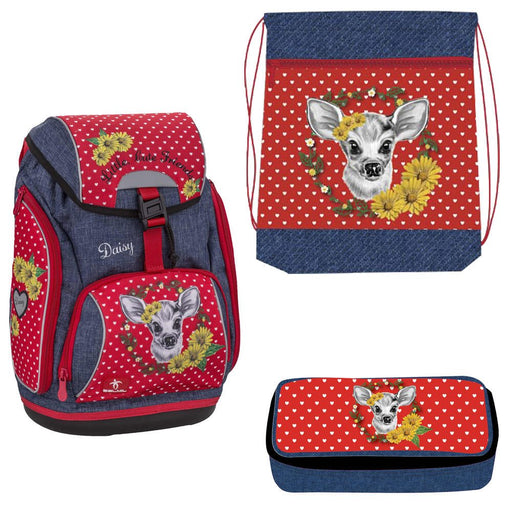 BELMIL® Schulranzen-Set Comfy Little Cute Friends Daisy 26,0 x 19,0 x 42,0 cm rot 18 l