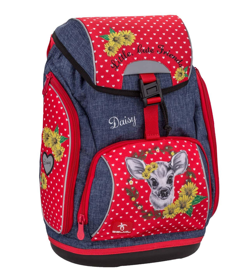 BELMIL® Schulranzen-Set Comfy Little Cute Friends Daisy 26,0 x 19,0 x 42,0 cm rot 18 l