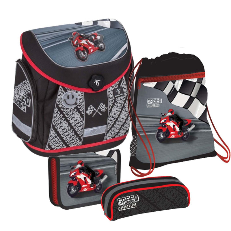 BELMIL® Schulranzen-Set Mister & Missy Free Racing 2 31,0 x 19,0 x 36,0 cm schwarz/rot 18 l