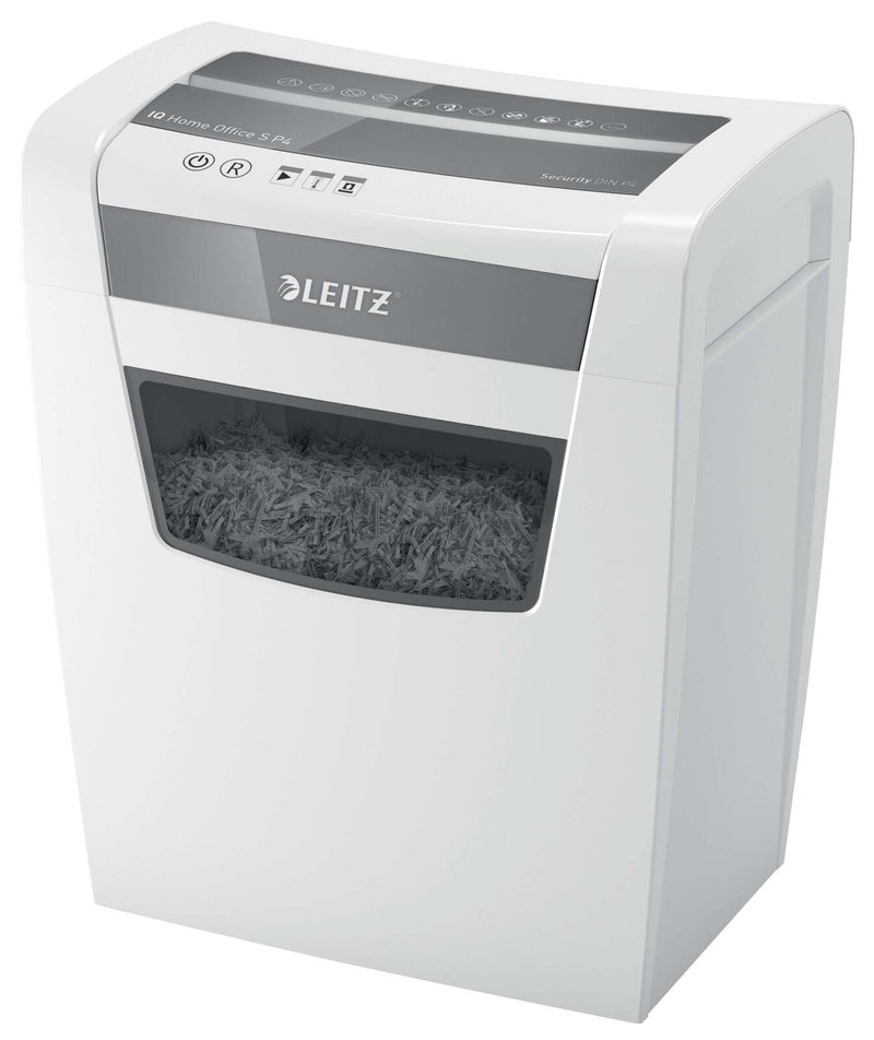LEITZ IQ Home Office S Aktenvernichter mit Partikelschnitt bis 8 Blatt weiß