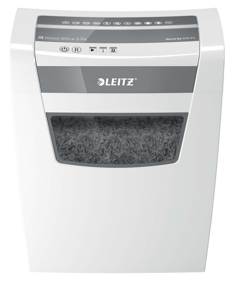 LEITZ IQ Home Office S Aktenvernichter mit Partikelschnitt bis 8 Blatt weiß