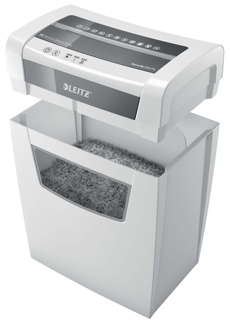 LEITZ IQ Home Office S Aktenvernichter mit Partikelschnitt bis 8 Blatt weiß