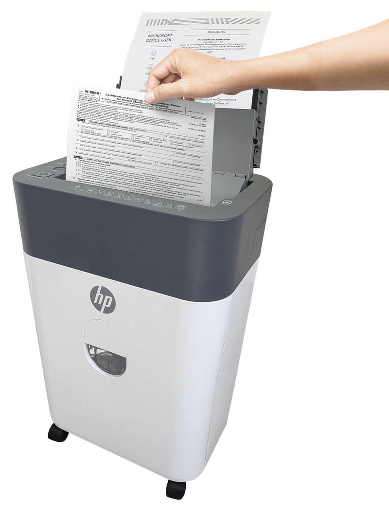 HP OneShred Auto 100CC Aktenvernichter mit Partikelschnitt bis 100 Blatt weiß