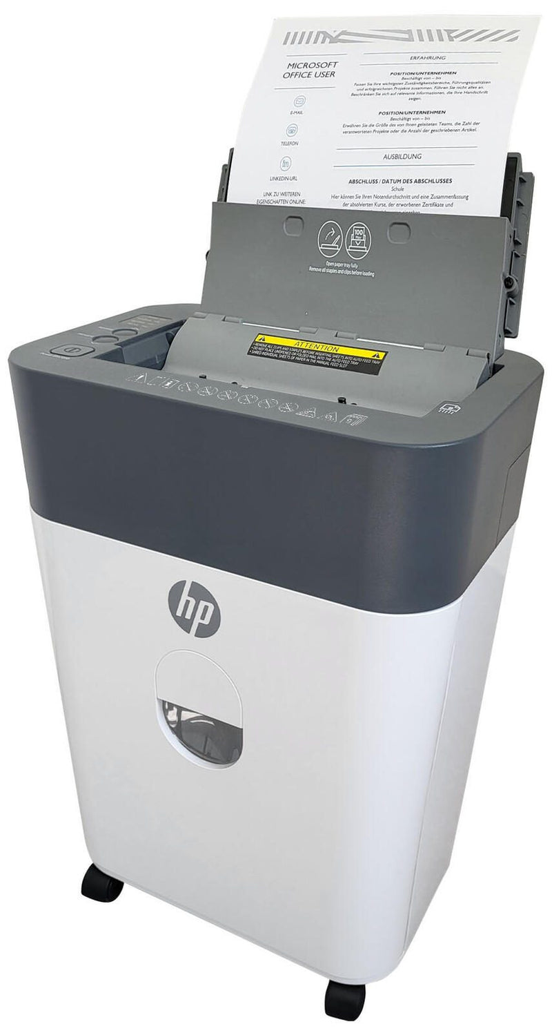 HP OneShred Auto 100CC Aktenvernichter mit Partikelschnitt bis 100 Blatt weiß