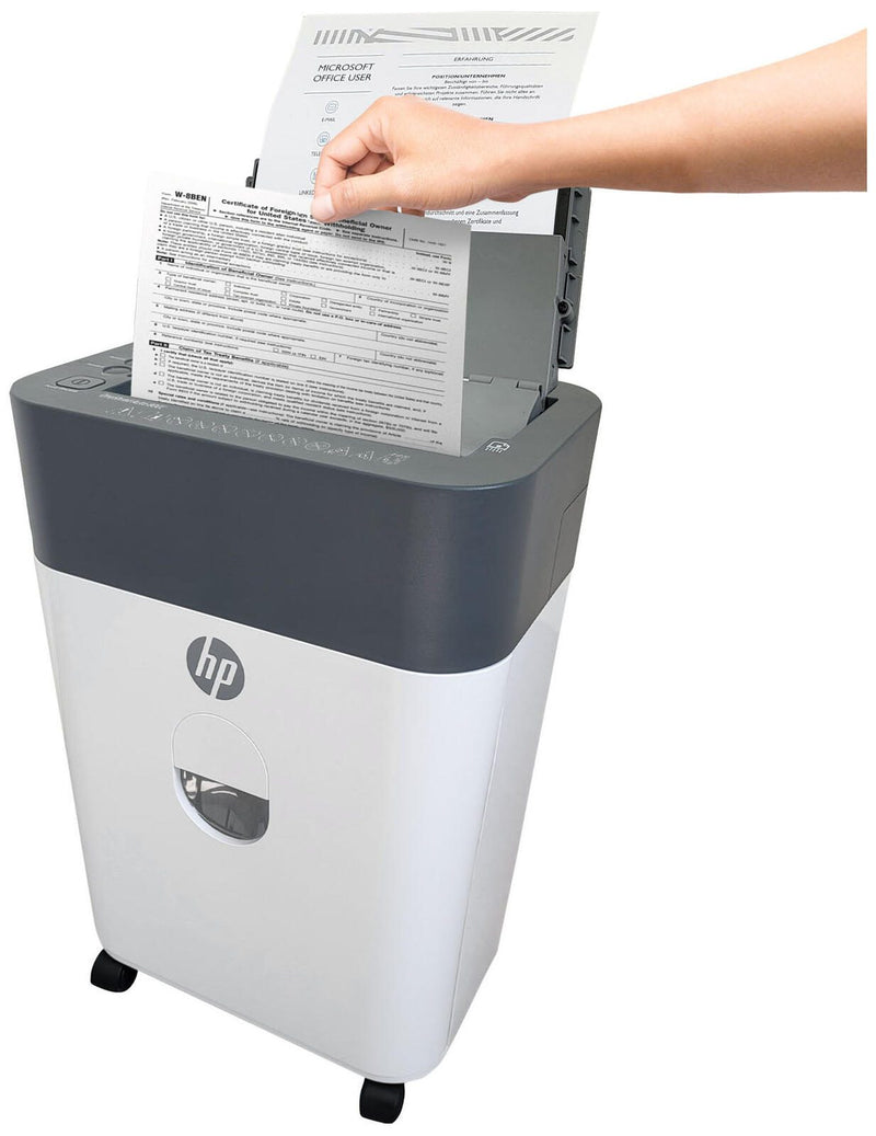 HP OneShred Auto 100CC Aktenvernichter mit Partikelschnitt bis 100 Blatt weiß