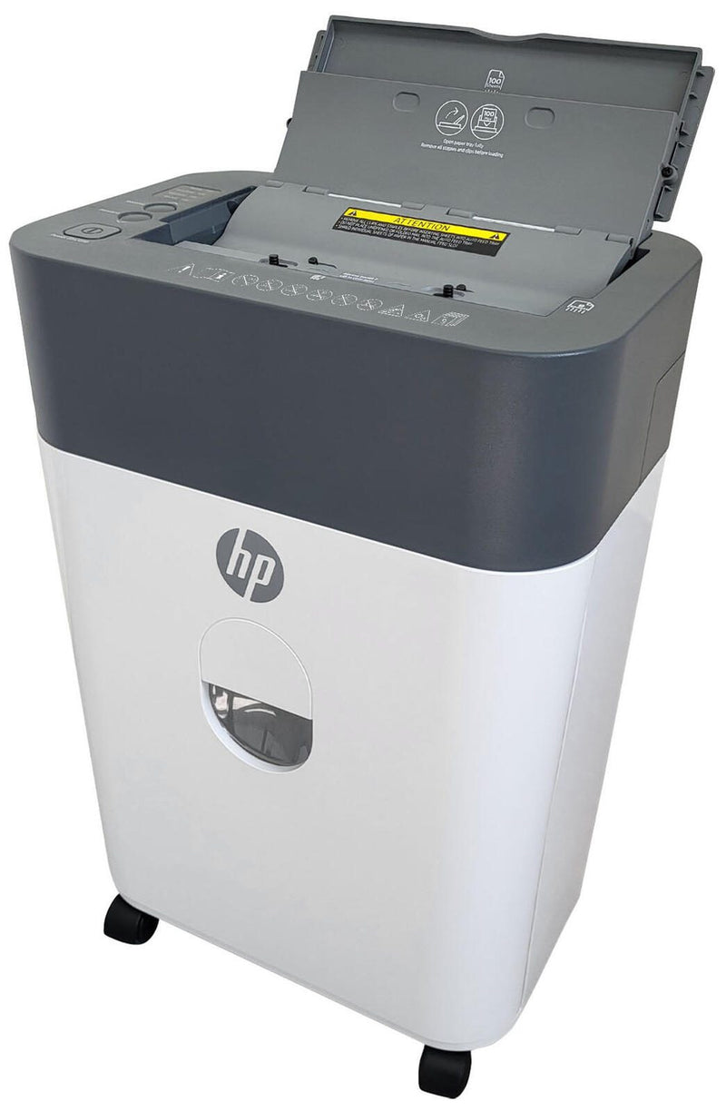 HP OneShred Auto 100CC Aktenvernichter mit Partikelschnitt bis 100 Blatt weiß