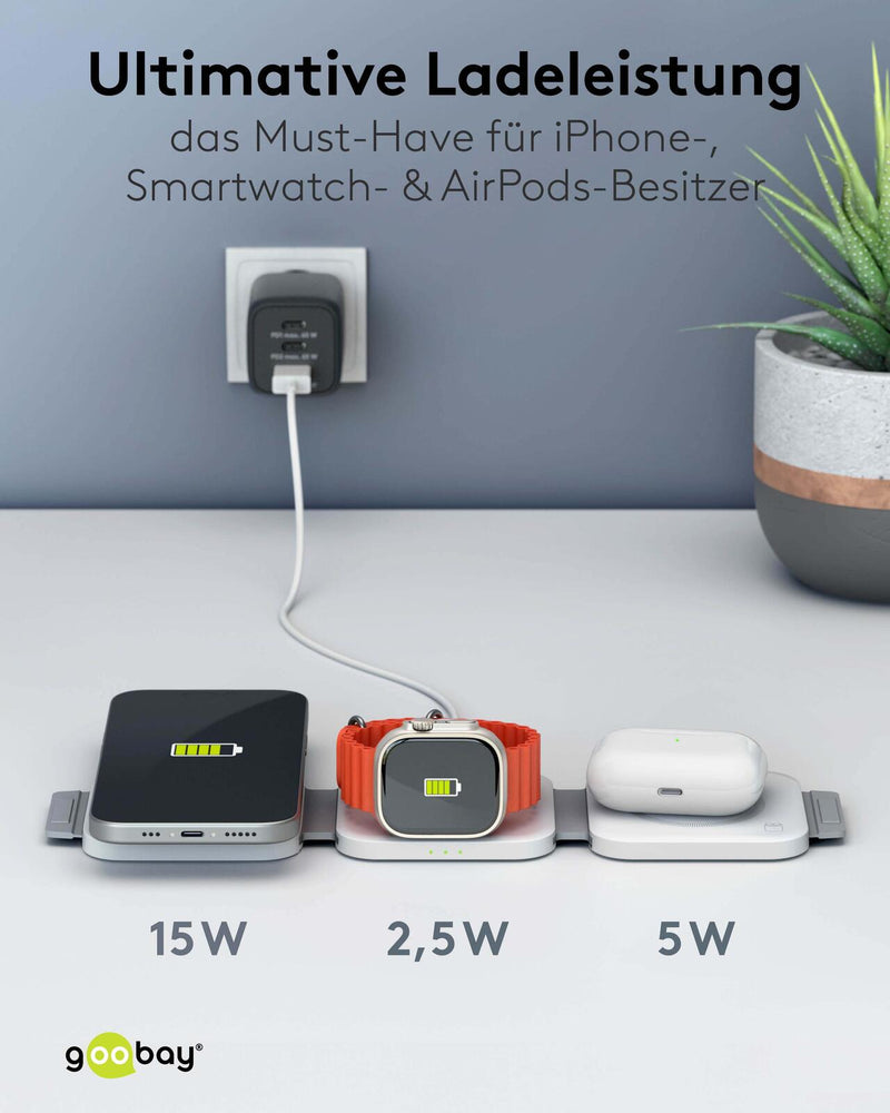 goobay Induktive Ladestation 3-in-1