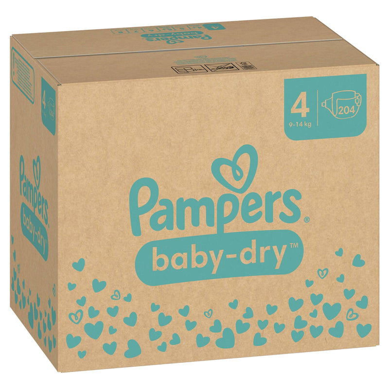Pampers® Windeln Baby Dry Größe 4 204ST für Babys und Kleinkinder (4-18 Monate)