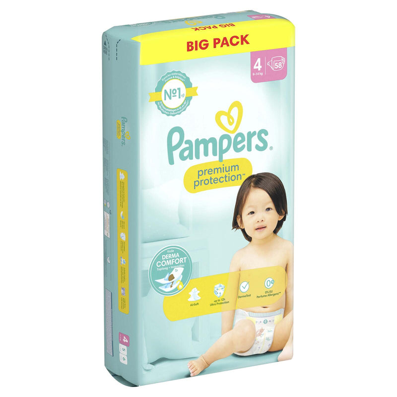 Pampers® Windeln premium protection™ Größe 4 58ST für Babys und Kleinkinder (4-18 Monate)
