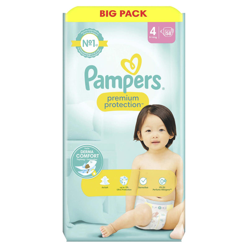 Pampers® Windeln premium protection™ Größe 4 58ST für Babys und Kleinkinder (4-18 Monate)