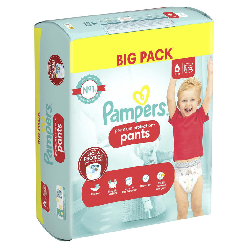 Pampers® Windeln premium protection Größe 6 32ST für Kids und Teens (4-12 Jahre)