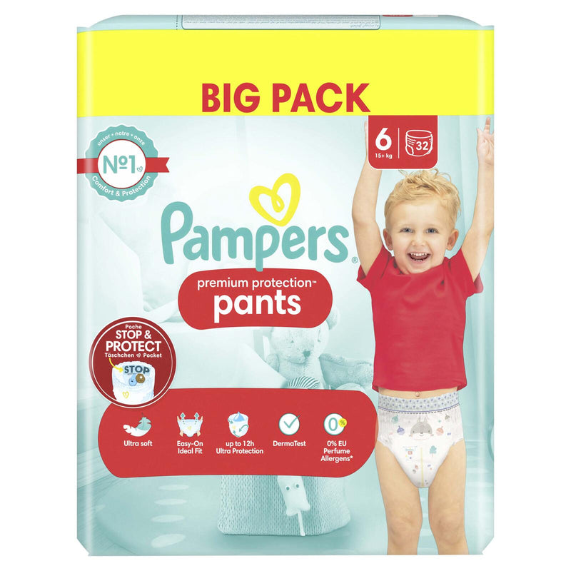 Pampers® Windeln premium protection Größe 6 32ST für Kids und Teens (4-12 Jahre)