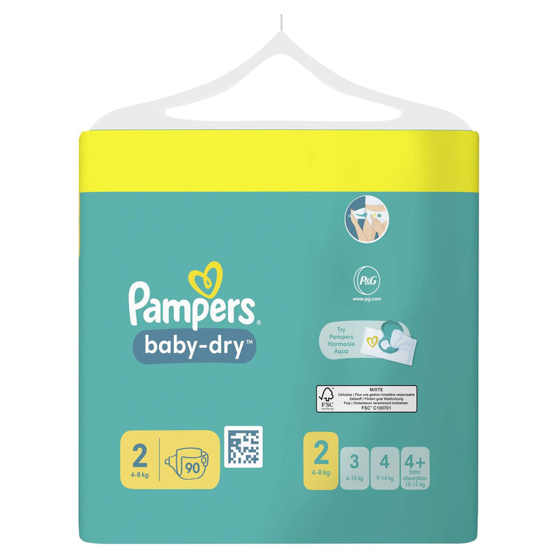 Pampers® Windeln Baby Dry Größe 2 90ST für Neugeborene (0-3 Monate)