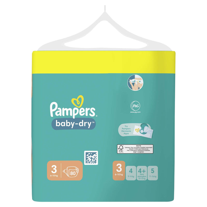 Pampers® Windeln Baby Dry Größe 3 80ST für Babys und Kleinkinder (4-18 Monate)