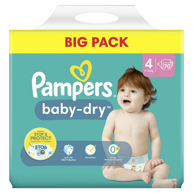 Pampers® Windeln Baby Dry Größe 4 70ST für Babys und Kleinkinder (4-18 Monate)