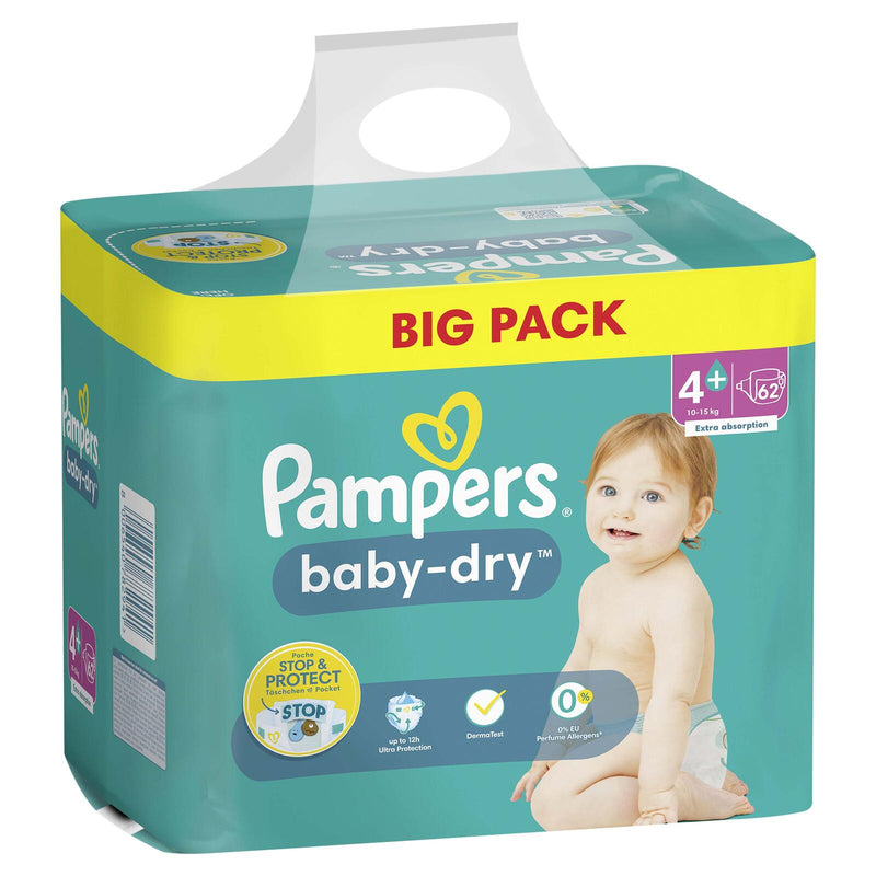 Pampers® Windeln Baby Dry Größe 4+ 62ST für Babys und Kleinkinder (4-18 Monate)