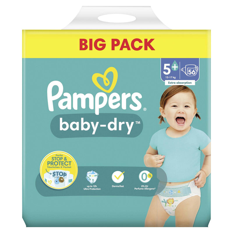 Pampers® Windeln Baby Dry Größe 5+ 56ST für Babys und Kleinkinder (4-18 Monate)