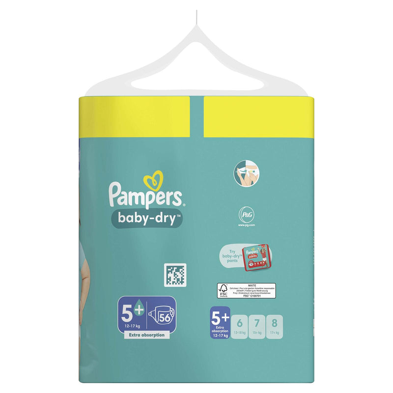 Pampers® Windeln Baby Dry Größe 5+ 56ST für Babys und Kleinkinder (4-18 Monate)
