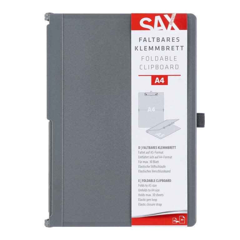 sax design Klemmbrett 2-750-01 DIN A5 auf DIN A4 grau Kunststoff